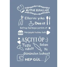 EHKR02 Mutfak Kuralları Stencil 25x35cm