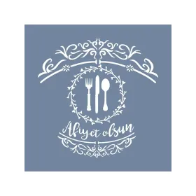 EHMK03 Afiyet Olsun Desen Stencil 20x20cm