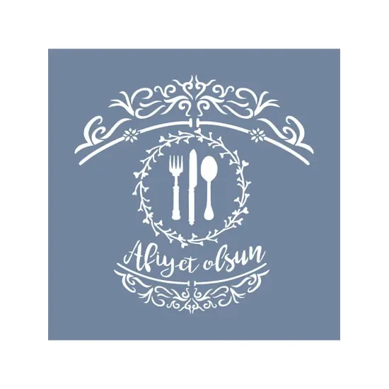 EHMK03 Afiyet Olsun Desen Stencil 60x60cm