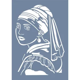 EHS03 İnci Küpeli Kadın Desen Stencil 21x30cm
