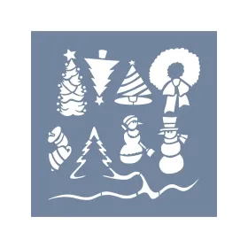 EHYB45 Yılbaşı Süsü Desen Stencil 20x20cm