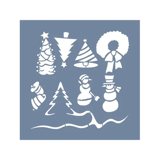 EHYB45 Yılbaşı Süsü Desen Stencil 40x40cm