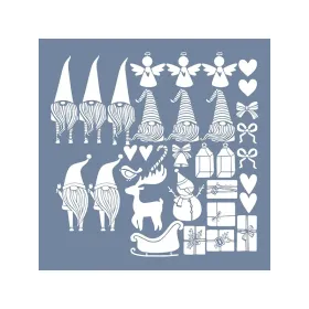 EHYB66 Yılbaşı Süsleri Desen Stencil 25x25cm