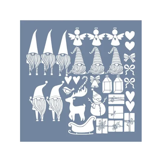 EHYB66 Yılbaşı Süsleri Desen Stencil 45x45cm