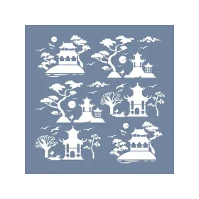 JP03 Japon Bahçesi Stencil 45x45cm