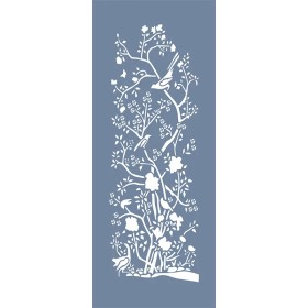 EHB49 Kuşlu Çiçek Stencil 10x25cm