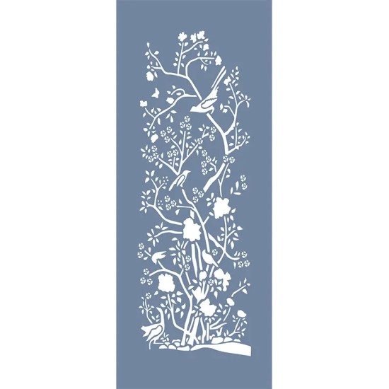 EHB49 Kuşlu Çiçek Stencil 10x25cm