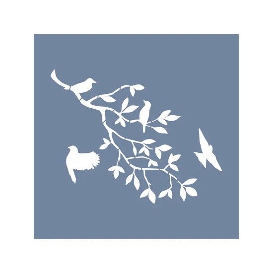 EHB158 Kuş ve Yaprak Stencil 60x60cm
