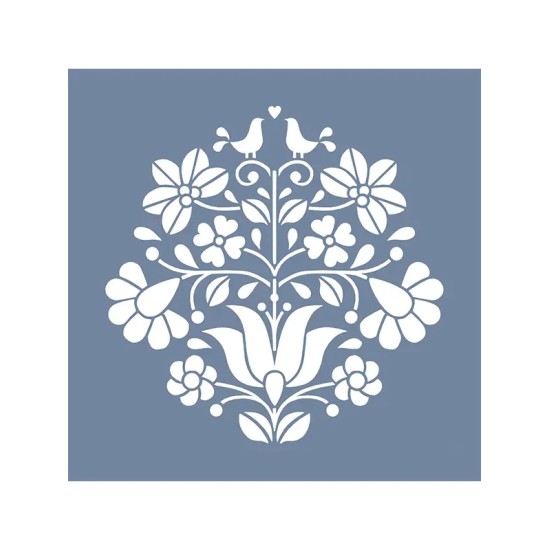 EHB290 Kuş ve Çiçek Stencil 60x60cm