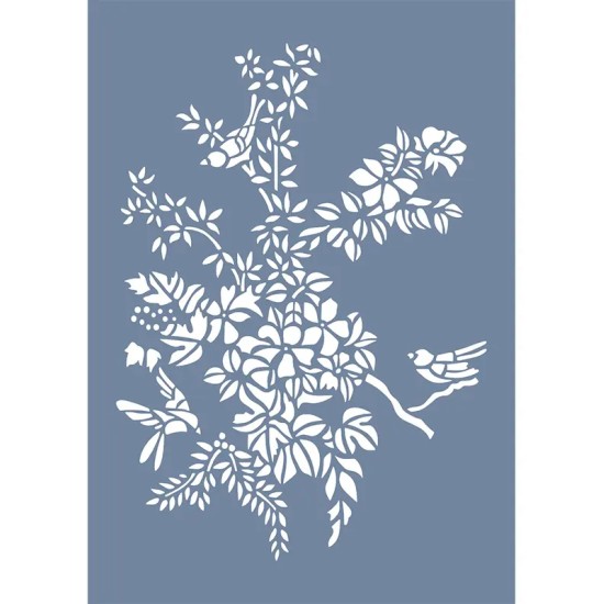 EHB303 Kuş ve Çiçek Stencil 25x35cm