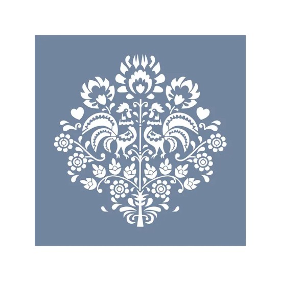 EHFL34 Kuş ve Çiçek Stencil 20x20cm