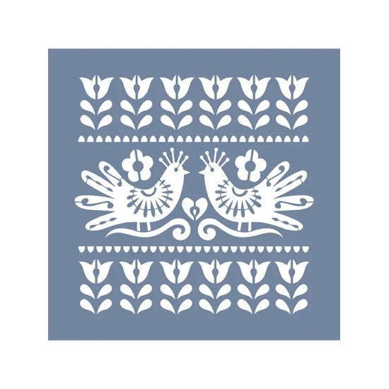 EHH92 Kuş ve Çiçek Stencil 40x40cm