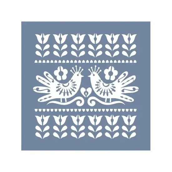 EHH92 Kuş Çiçek Stencil 60x60cm