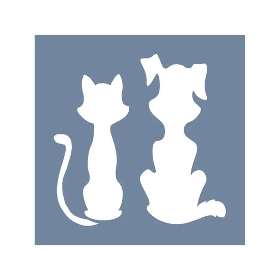 EHH106 Kedi ve Köpek Stencil 20x20cm