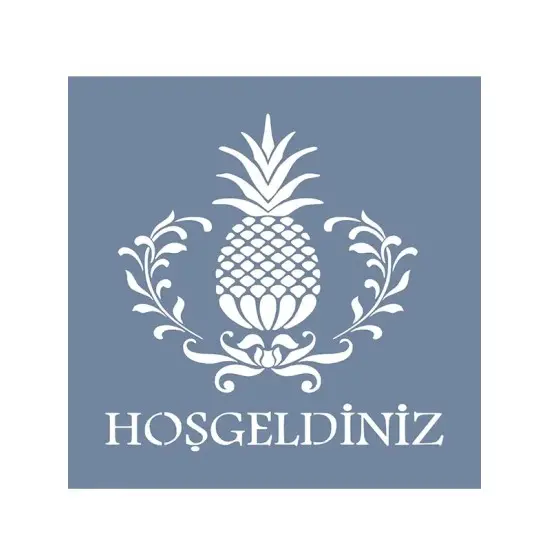 EHKS05 Ananas Hoşgeldiniz Stencil 20x20cm