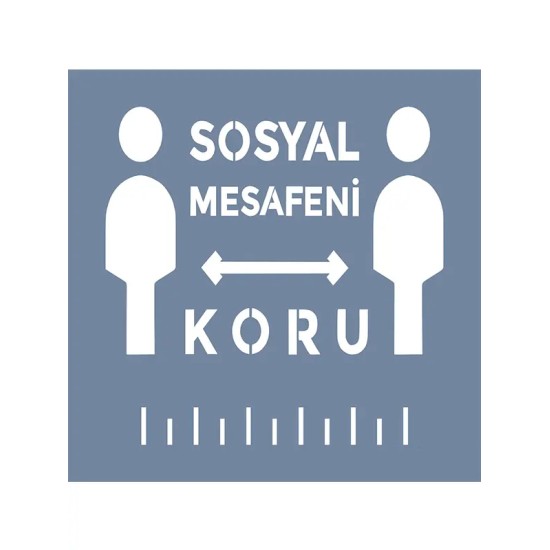 EHSM08 Sosyal Mesafe Stencil 60x60cm