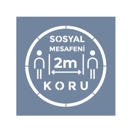 EHSM09 Sosyal Mesafe Stencil 20x20cm