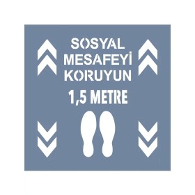 EHSM13 Sosyal Mesafe Stencil 20x20cm