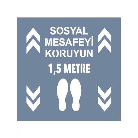 EHSM13 Sosyal Mesafe Stencil 40x40cm