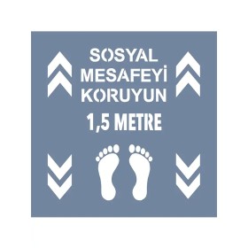 EHSM14 Sosyal Mesafe Stencil 60x60cm