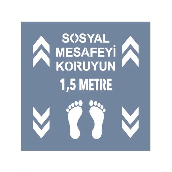 EHSM14 Sosyal Mesafe Stencil 60x60cm