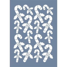EHYB81 Yılbaşı Şeker Kamışı Stencil 25x35cm