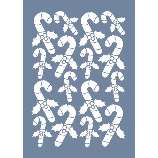 EHYB81 Yılbaşı Şeker Kamışı Stencil 25x35cm