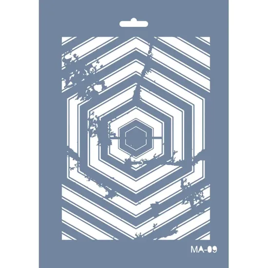 MA09 Mix Media Geometrik Simetri Stencil 21x29cm
