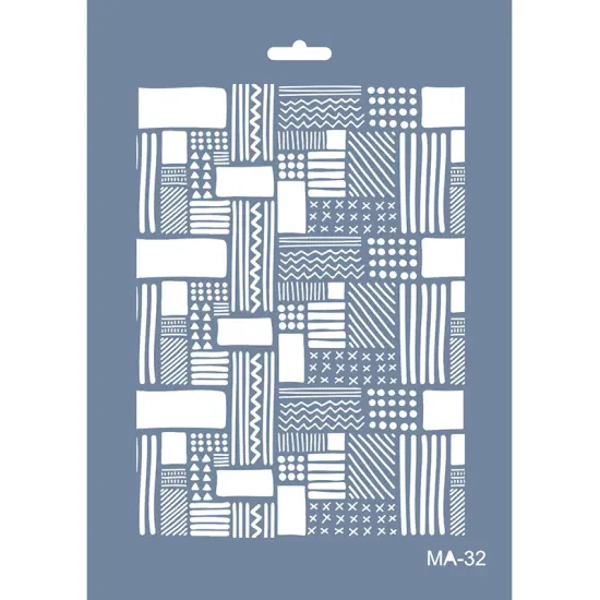 MA32 Mix Media Geometrik Desen Stencil 21x29cm