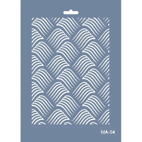 MA54 Mix Media Dalga Desenli Stencil 21x29cm