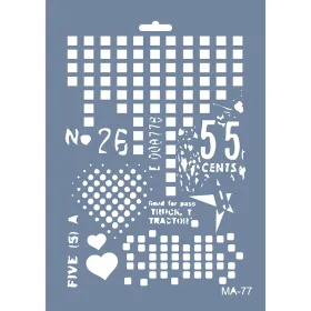 MA77 Mix Media Geometrik Yazı Stencil 21x29cm