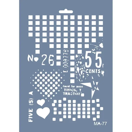 MA77 Mix Media Geometrik Yazı Stencil 21x29cm