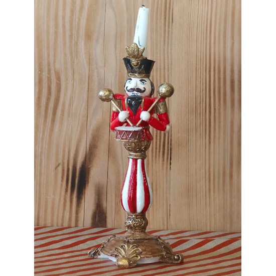 Atölye Tasarımı El Boyaması Nutcracker (Fındıkkıran) Mumluk Şamdan - 26 cm