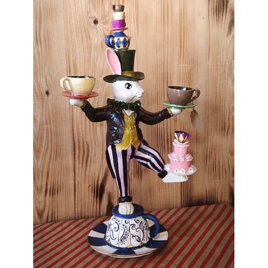 Atölye Tasarımı Alice Çay Saati Tavşanı Dekoratif Biblo - 57 cm