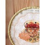 Atölye Tasarımı Kartpostal Serisi Çay Fincanı Desenli Aplike Tepsi - 29,5 cm