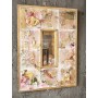 Atölye Tasarımı Vintage Kolaj Aynalı Ahşap Karo Pano - 46x35 cm