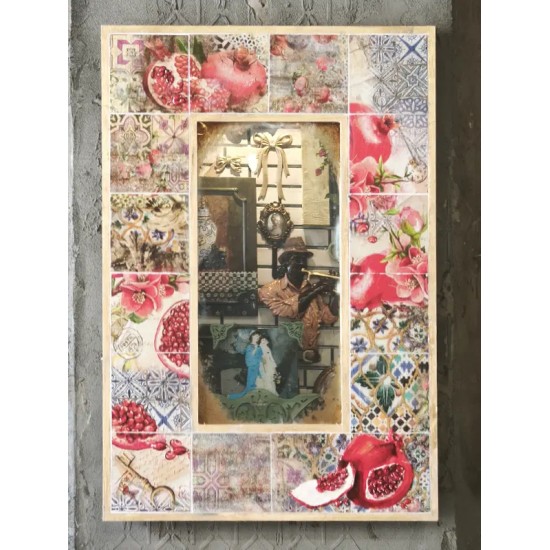 Atölye Tasarımı Narlı Aynalı Karo Pano - 68x46 cm