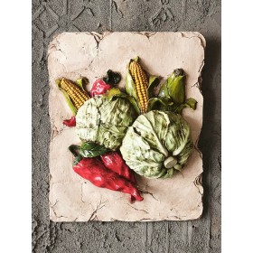 Atölye Tasarımı Lahanalı Sebze Kabartmalı Pano - 28 cm