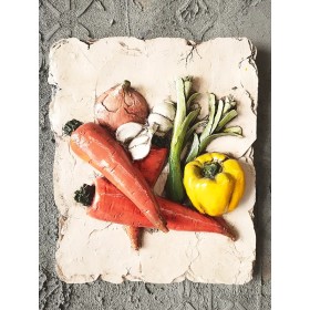 Atölye Tasarımı Havuçlu Sebze Kabartmalı Pano - 28 cm