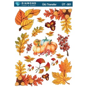 ÜT001 Sonbahar Yaprakları Diamond Craft Ütü Transfer Kağıdı 25x35cm