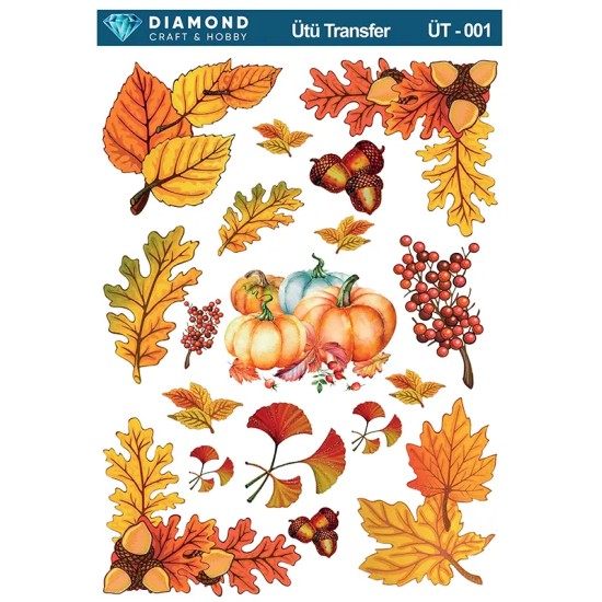 ÜT001 Sonbahar Yaprakları Diamond Craft Ütü Transfer Kağıdı 25x35cm