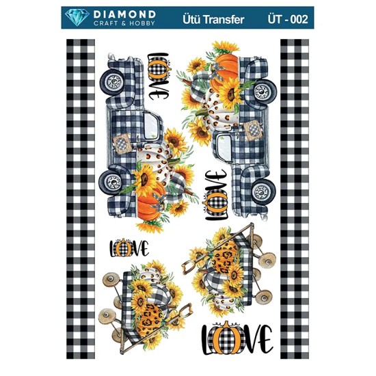 ÜT002 Bal Kabaklı Kamyon Diamond Craft Ütü Transfer Kağıdı 25x35cm