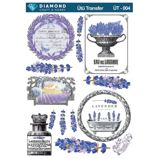 ÜT004 Lavanta İhtişamı Diamond Craft Ütü Transfer Kağıdı 25x35cm