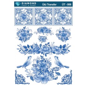ÜT006 Kuş ve Çiçekler Diamond Craft Ütü Transfer Kağıdı 25x35cm