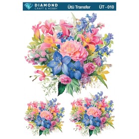 ÜT010 Çiçek Desenli Diamond Craft Ütü Transfer Kağıdı 25x35cm
