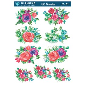 ÜT011 Çiçek Desenli Diamond Craft Ütü Transfer Kağıdı 25x35cm