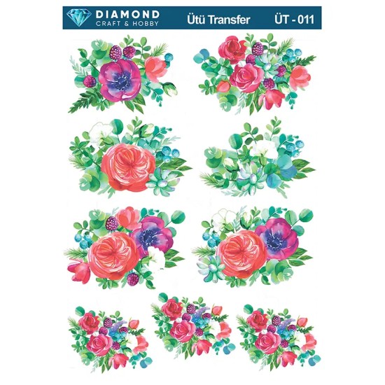 ÜT011 Çiçek Desenli Diamond Craft Ütü Transfer Kağıdı 25x35cm