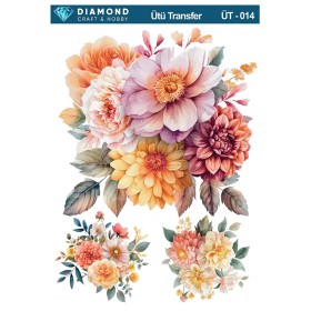 ÜT014 Çiçek Desenli Diamond Craft Ütü Transfer Kağıdı 25x35cm