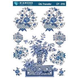 ÜT016 Çiçek Desenli Diamond Craft Ütü Transfer Kağıdı 25x35cm