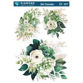 ÜT017 Çiçek Desenli Diamond Craft Ütü Transfer Kağıdı 25x35cm